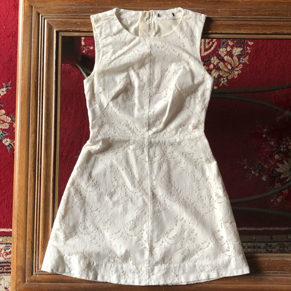 H&M | Off White Floral Lace Cutout Sleeveless Fit Flare Dress